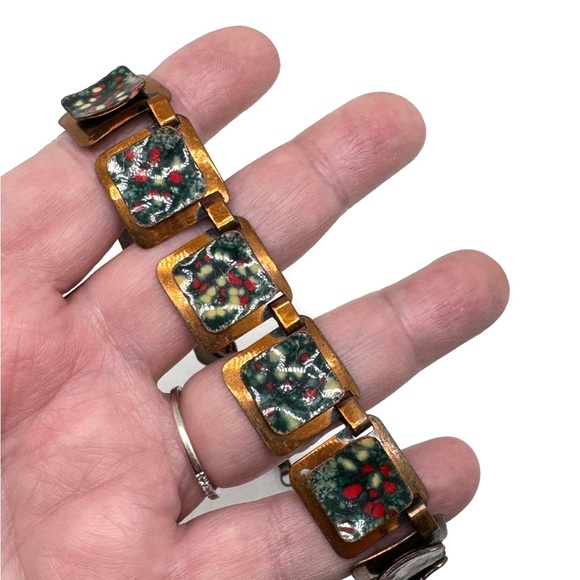 Matisse Renoir Copper and Enamel Square Link Necklace - Picture 7 of 16